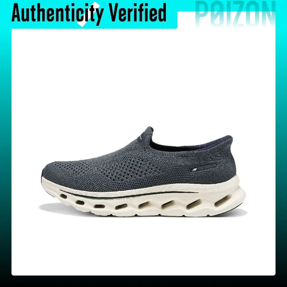 Skechers GO WALK GLIDE STEP 2.0 Cushioning Breathable Support Rebound Walking Shoes Men's Dark Gray Blue 217025-SLT