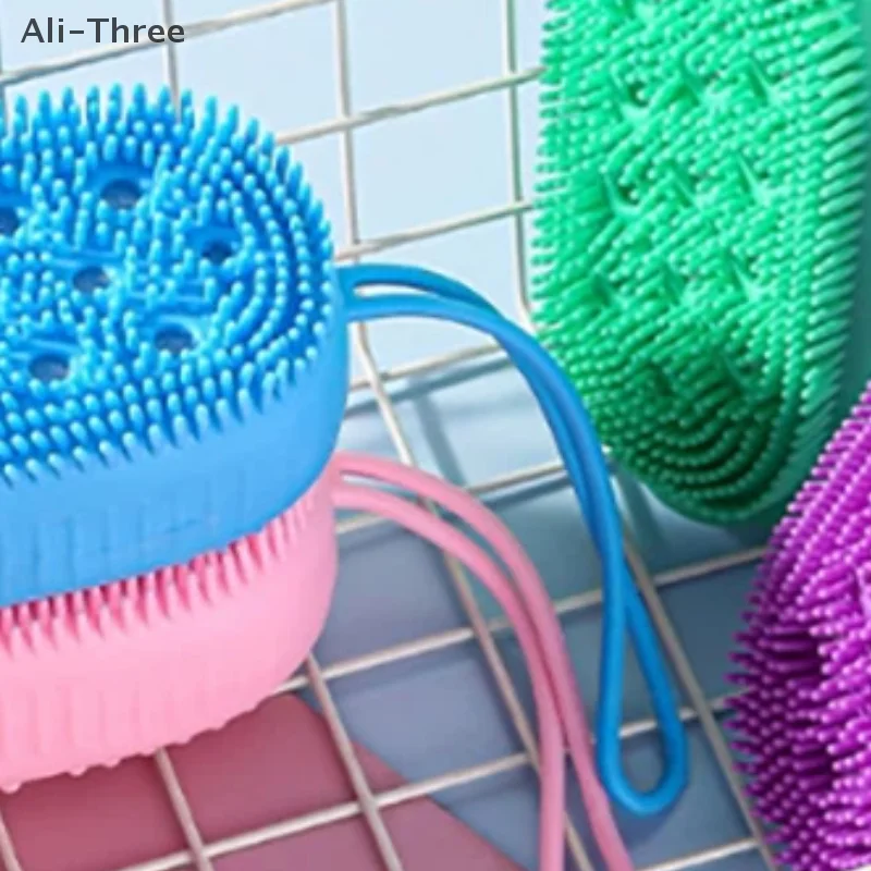 Silicone Body Scrubber Shower Exfoliating Scrub Sponge Bubble Bath Brush Massager Skin Cleaner Cleaning Pad Bathroom Accessories