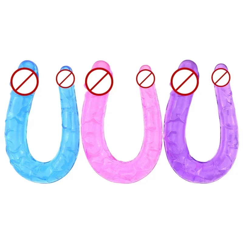 Adult Supplies Sex Toy Double Ended Realistic Dildo Flexible Jelly Dildos Penis Cock Anal Butt Plug Massager G-spot Stimulation