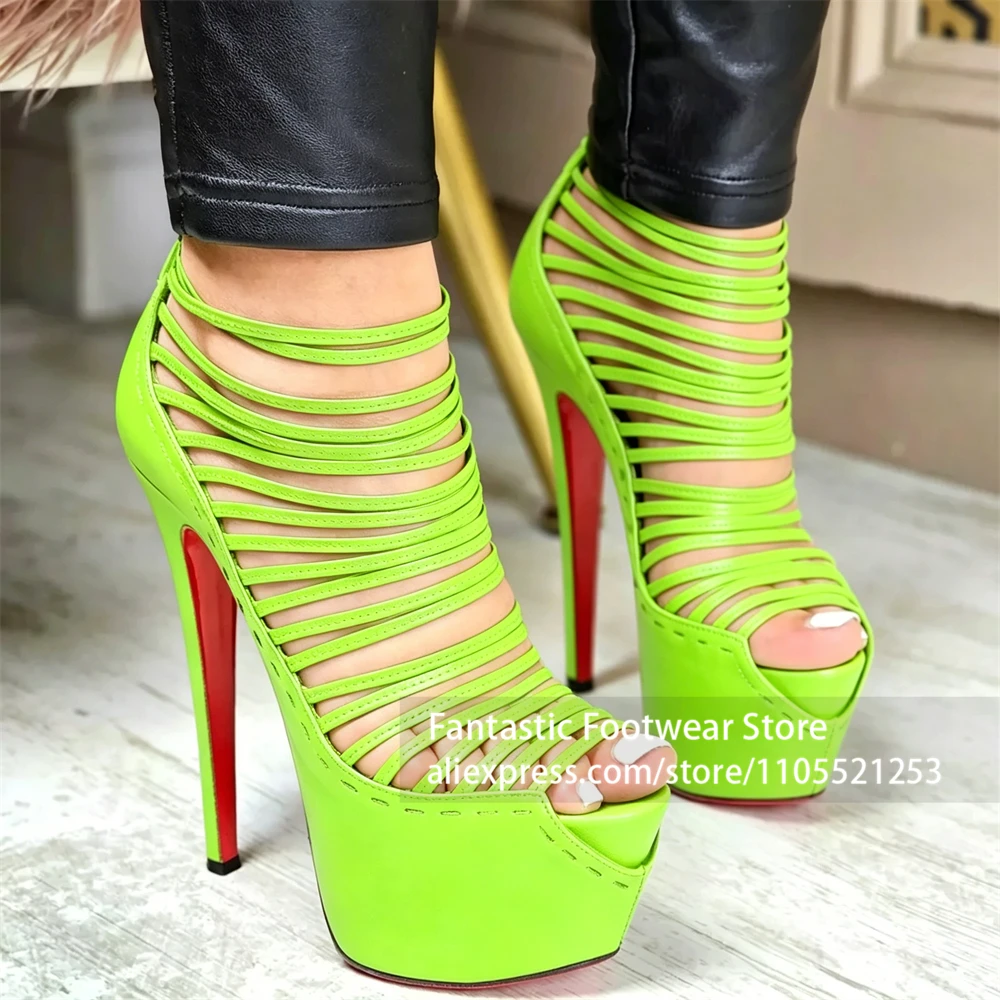 Peep Toe Strappy Platform Stiletto Heels Cutout Slingback Sandals for Women Sexy Fashion Style Nightclub Pole Dancing Footwear
