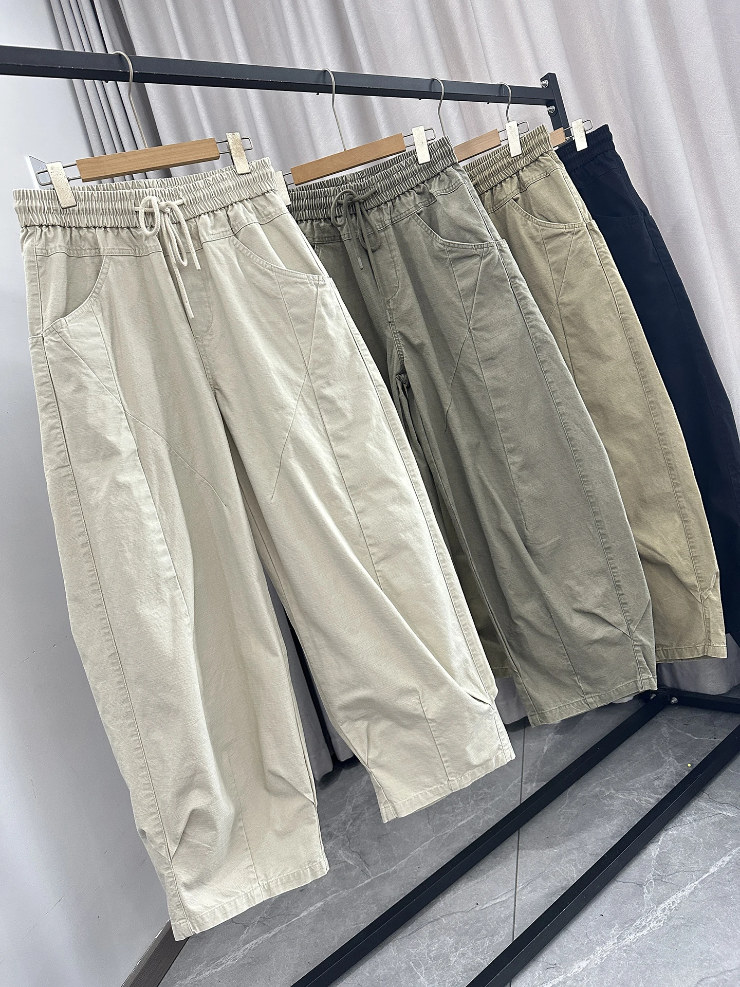 Classic American Style Work Pants Heavyweight Pure Cotton Washed Khaki Men's 3D Tailored Dad Pants Autumn Workwear
