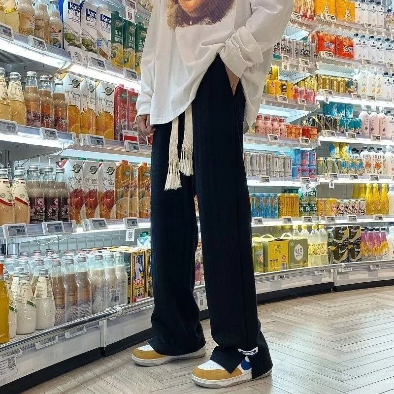 Men's Spring High Street Ins Trendy Casual Sports Sweatpants American Design Drape Wide Leg Floor-Length Pants