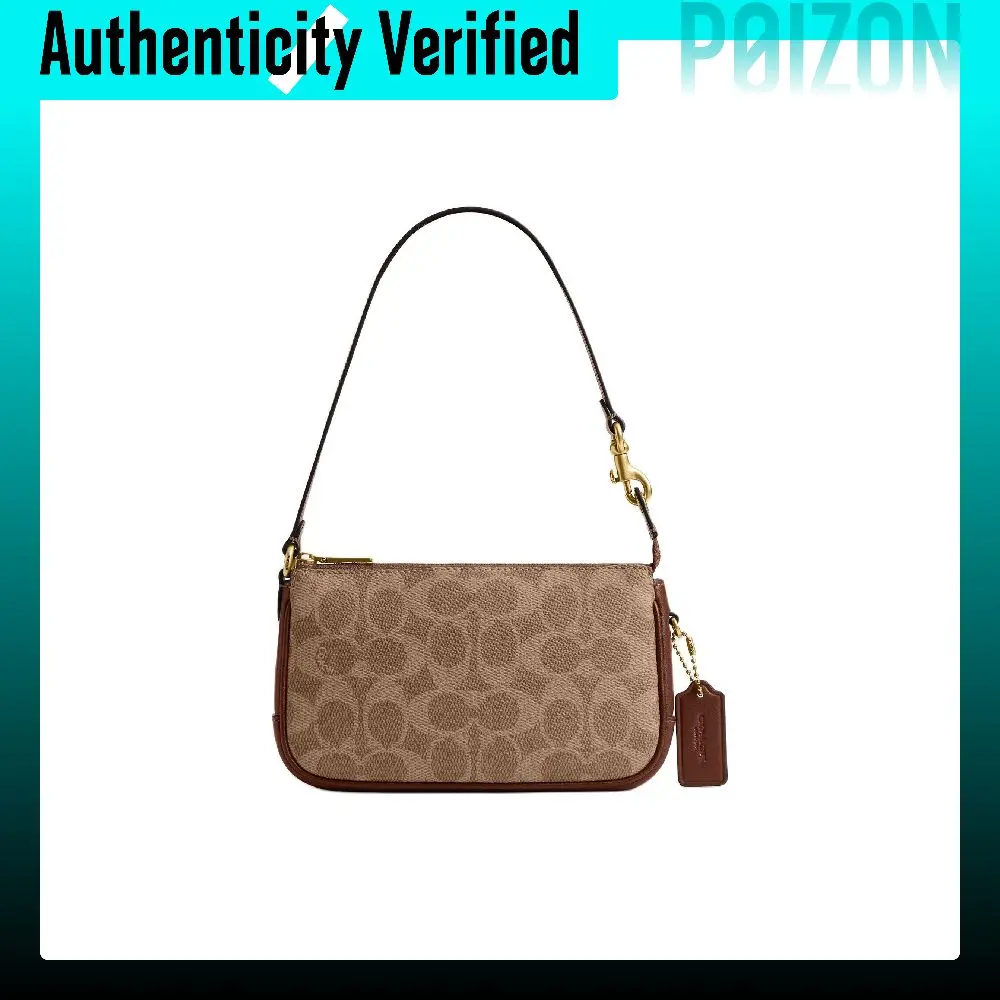COACH Plaza Artificial Leather With Cow Leather Handbag, Shoulder Bag Small Women's Brown Yellow CCD38-B4N4