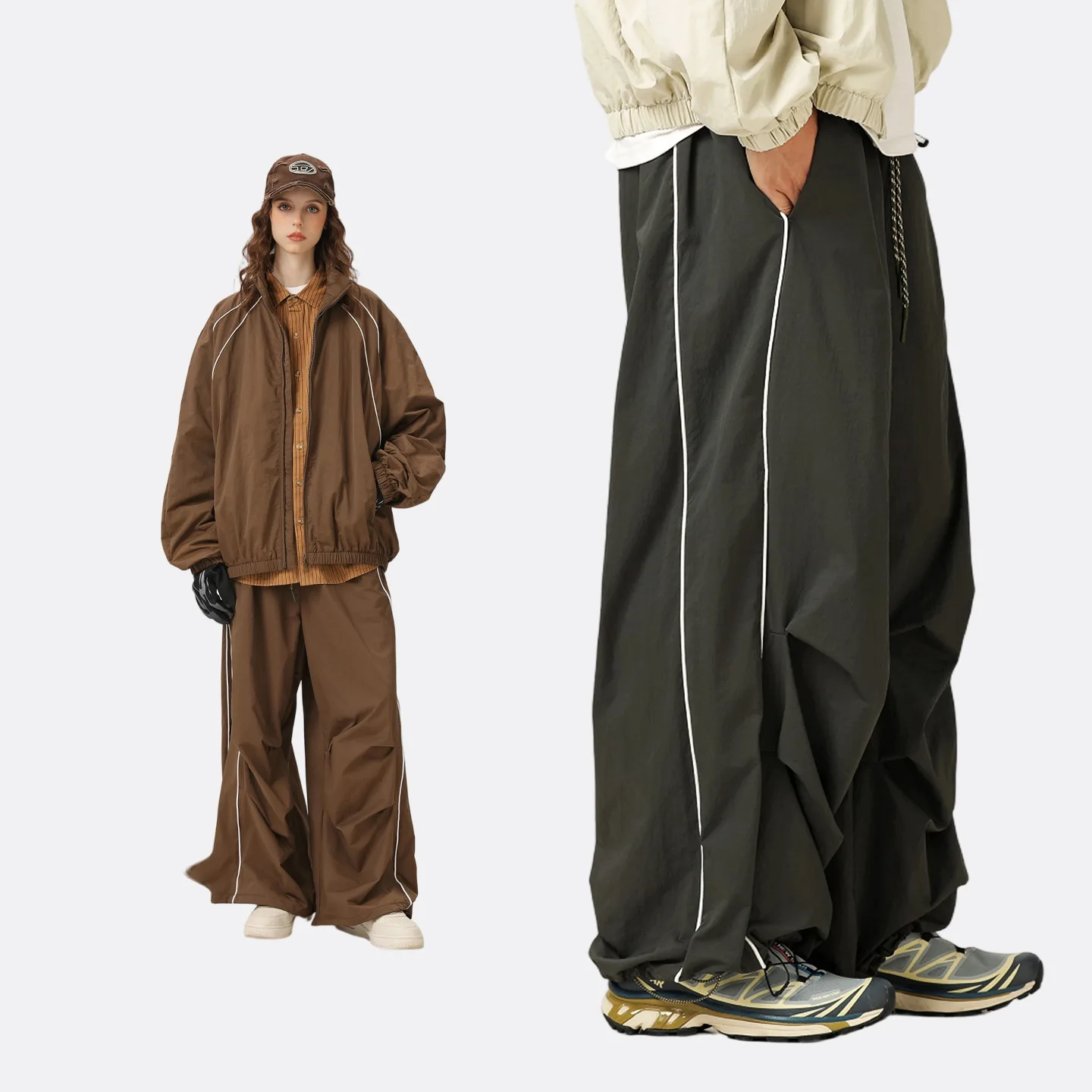 Outdoor Side Reflective Strip Sport Pant Men Women Streetwear Vintage Loose Casual Track Cargo Pants Techwear Trousers Sweatpant