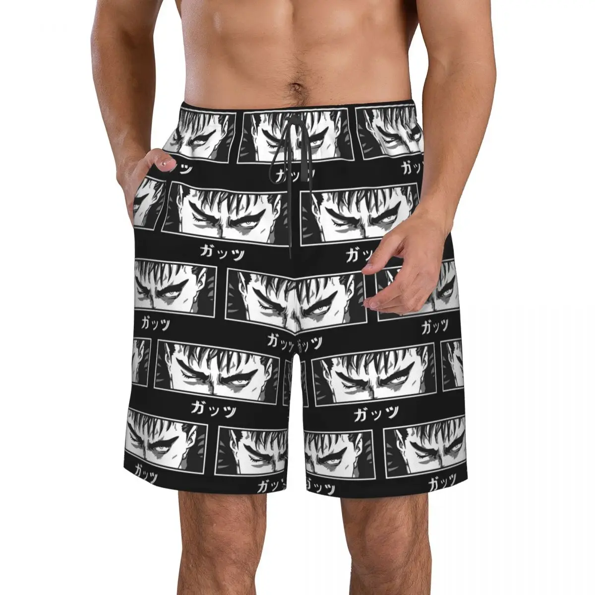 Japanese Anime Berserk Logo Trunks Beach Board Shorts Casual Quick Dry Swim Summer Men Pants