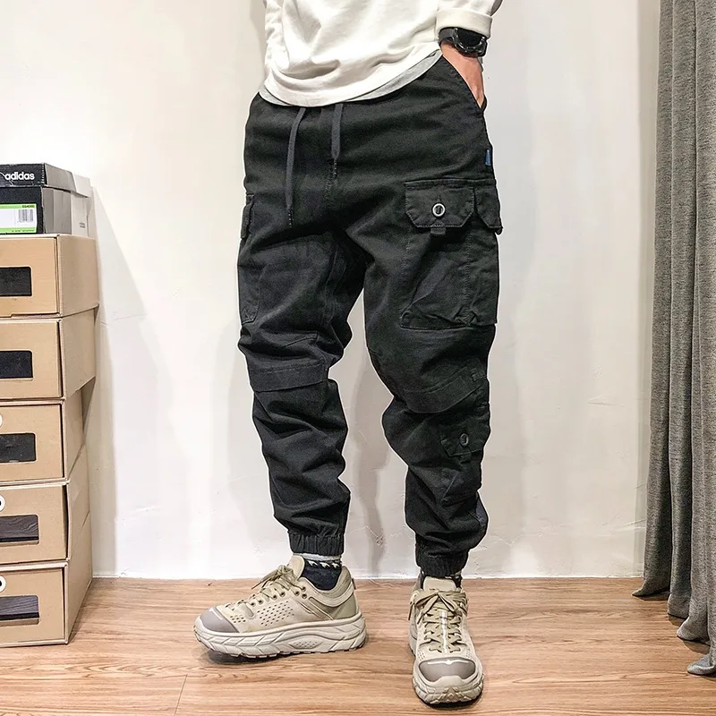 Spring Autumn American Style Fashion Men Solid Color Loose Simple Basic Casual Daily Jogger Cargo Trousers Male Pants Clothes