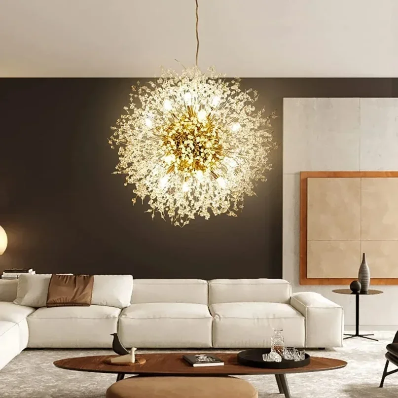 2025 Modern Crystal Dandelion LED Light Chandelier For Dining Room Pendant Lamp Home Decoration Luxury Hanging Lamps For Ceiling