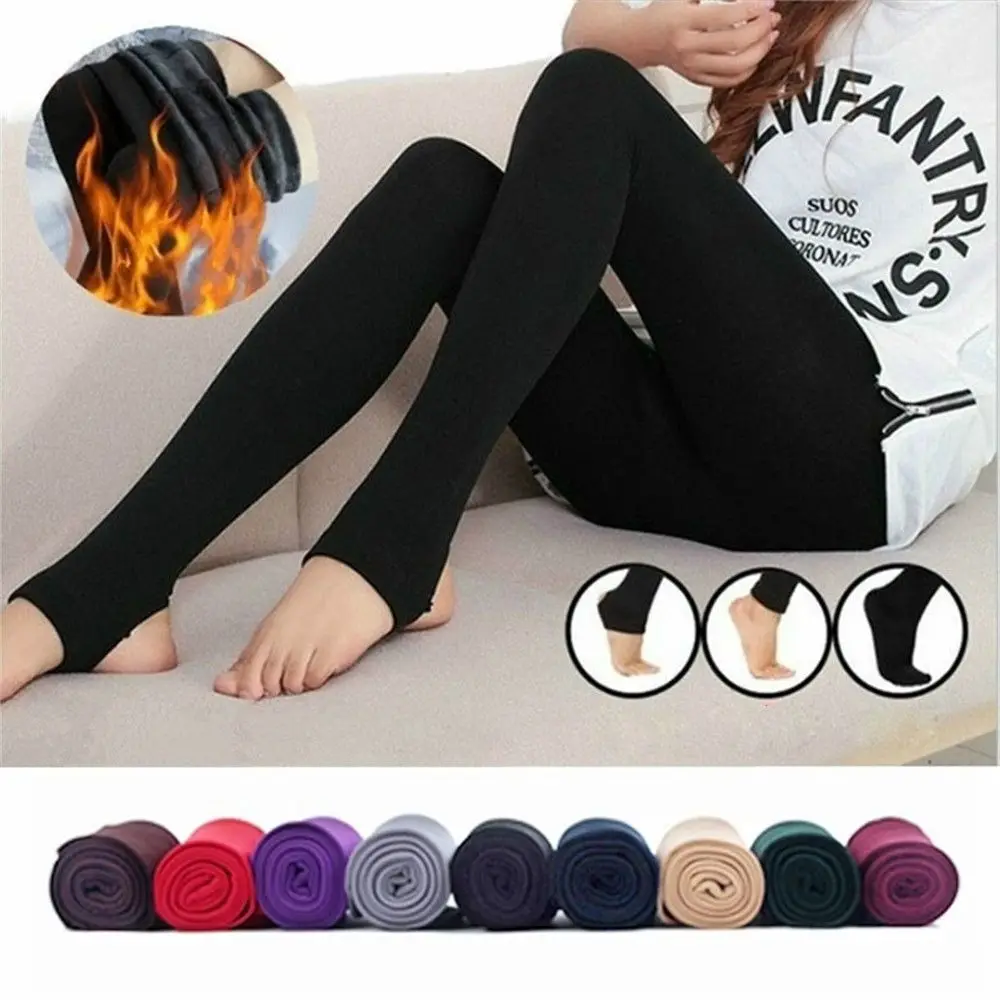 Hot New Women's Clothing Fluff Lined Warm Tights Stretch Pants Slim Leggings Thick Pantyhos