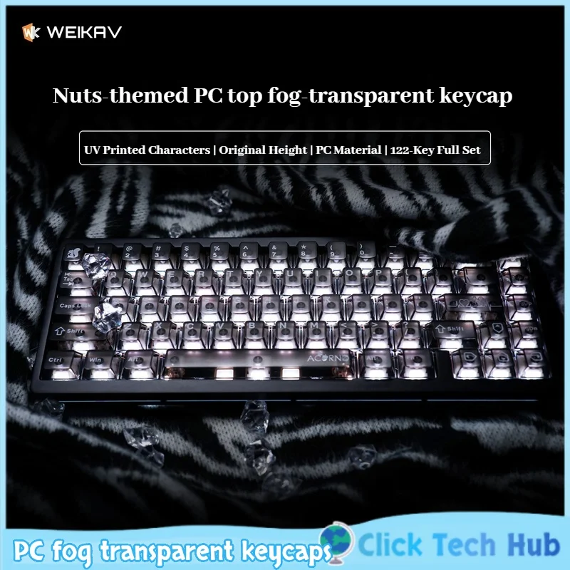 Weikav Pc Top Fog Transparent Keycaps 119 Key Cherry Height Keycaps Transparent Nut Theme Compatible Mechanical Keyboard Keycaps