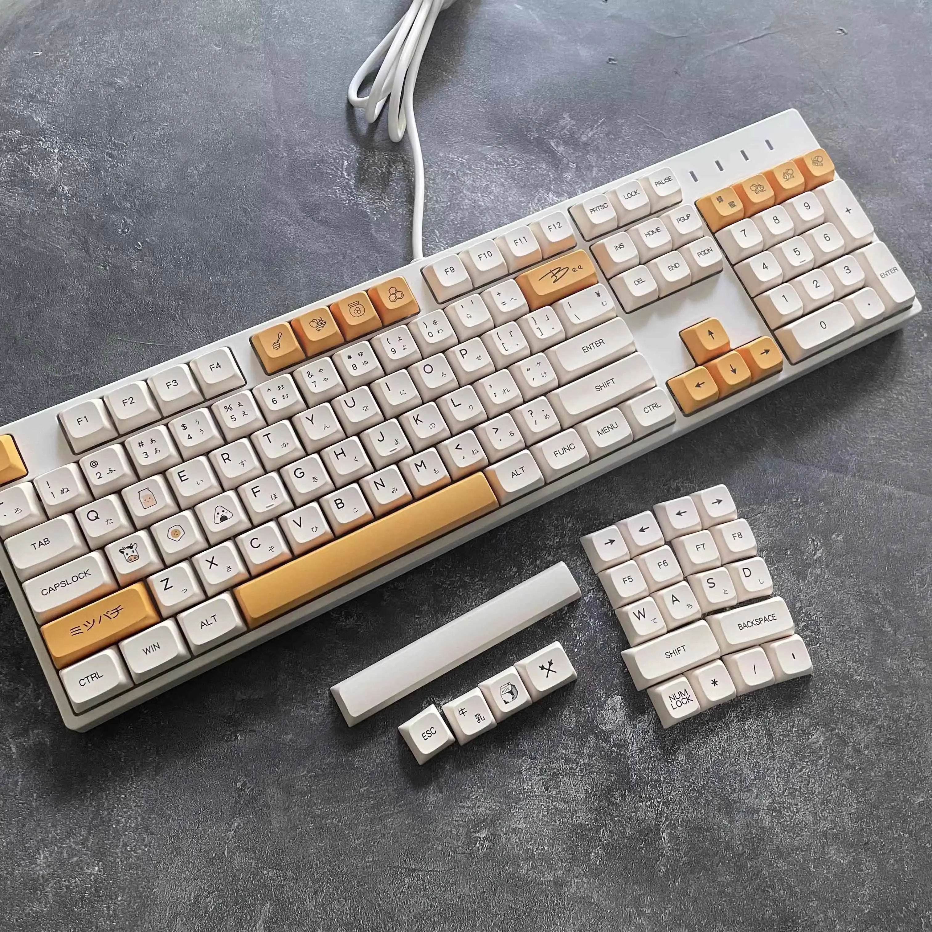 140 Keys Bee Milk XDA Profile PBT Keycap Russian Japanese Thailand Korean Custom Keycaps For MX Switch Mechanical Keyboard DIY