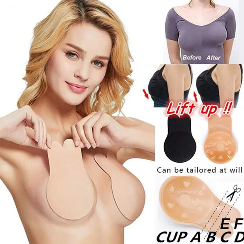Women Breast Lifting Stickers Push Up Bras Silicone Invisible Chest Strapless Breast Rabbit Lift Up Tape Nipple Cover Bra Pads