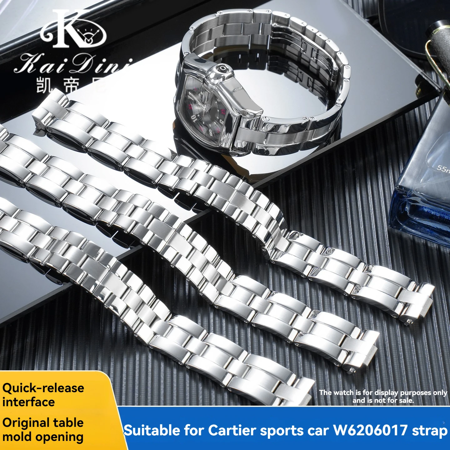 High quality Special For Cartier Roadster W6206017 Quick Release Steel strap Canvas Men Women stainless steel watchband 19mm