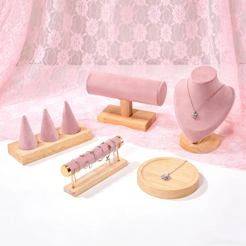 Solid Wood Ring Display Stand Sponge Stick Ring Holder Multi-Layer Detachable Metal Frame - Portable Durable for Home & Shop