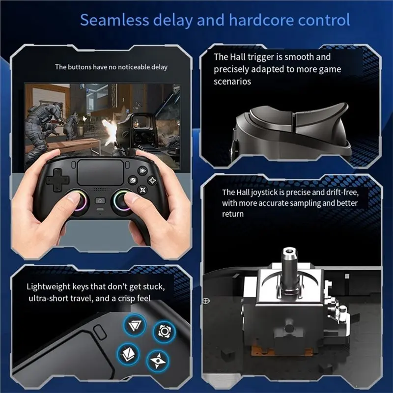 FEDI-Gamer Controller For PS5 Wireless Gamepad Gyro Sensor Hall Joystick Effect Trigger And Built-In Speaker RGB