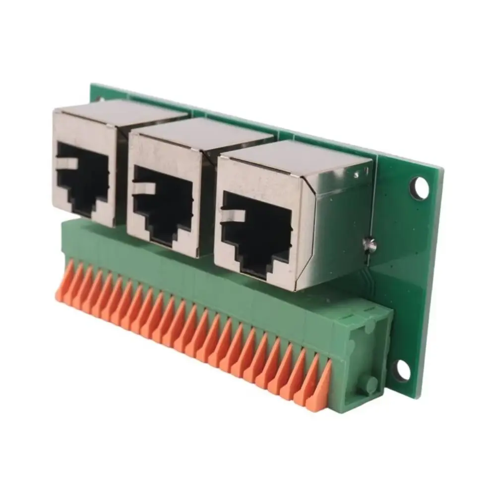 Three Ways RJ45 Female Connector 8-Pin Solderless RJ45 Breakout Board Spring Terminal Ethernet Connector Board Network Wiring