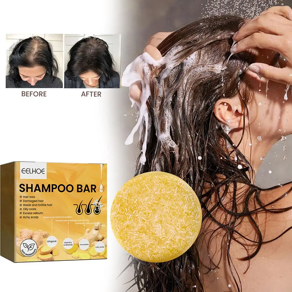 1pcs Ginger Shampoo Bar for Oil Control and Hair Cleansing Anti-Hair Loss Hair Care Soap Ginger Polygonum Soap Shampoo Soap