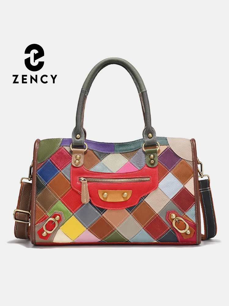 Zency Women's Leather Top-Handle Bag Luxury Designer Crossbody Multi-Compartments Shoulder Handbags Tote Bag for Work Shopping