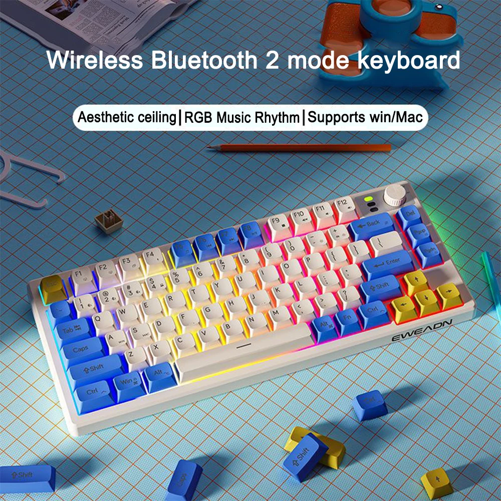 V75 Keyboard Gasket Mechanical Keyboard RGB Hot Swappable Bluetooth/2.4Ghz Wireless Aluminum CNC Keyboard Computer Accessories