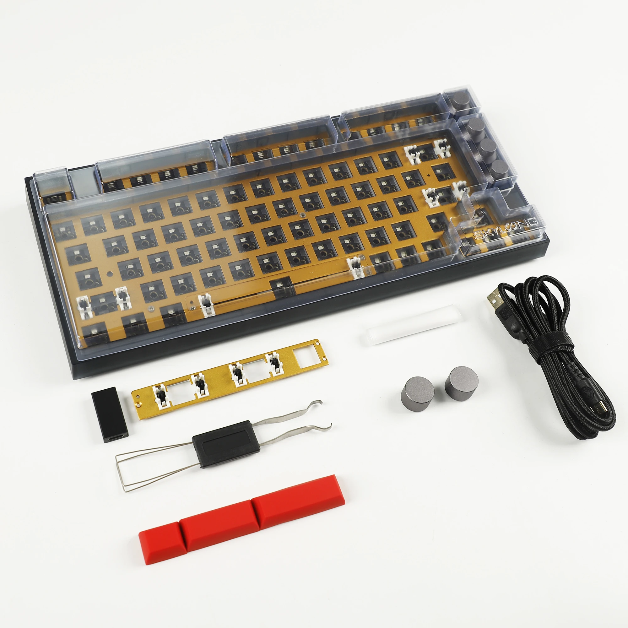 GK75 Hot Swappable Macro Bluetooth Wired Mechanical Keyboard Triple-Mode 4 Knobs Plastic Case Gasket RGB 2.4G Barebones