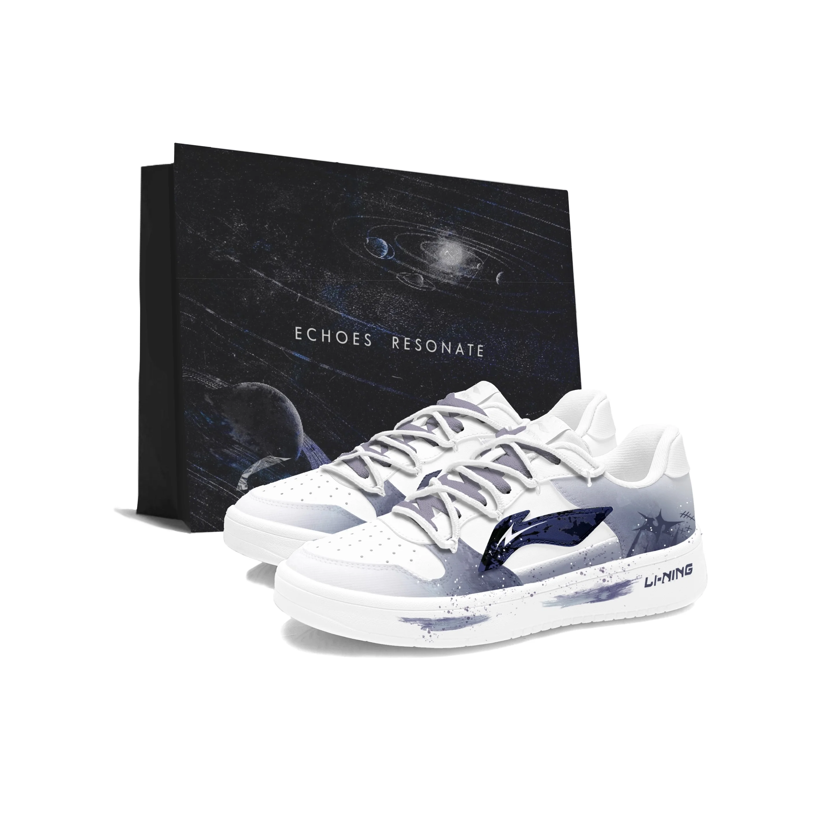 Li Ning Floating Boat Skateboard Shoes Unisex Low Top Purple, White AGCS419-1Team1261-