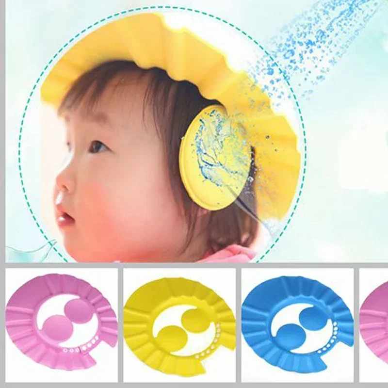 Kids Safe Shampoo Shower Bathing Bath Protect Children Bathing Shower Cap Hat Soft Cap Hat for Baby Wash Hair Shield Summer