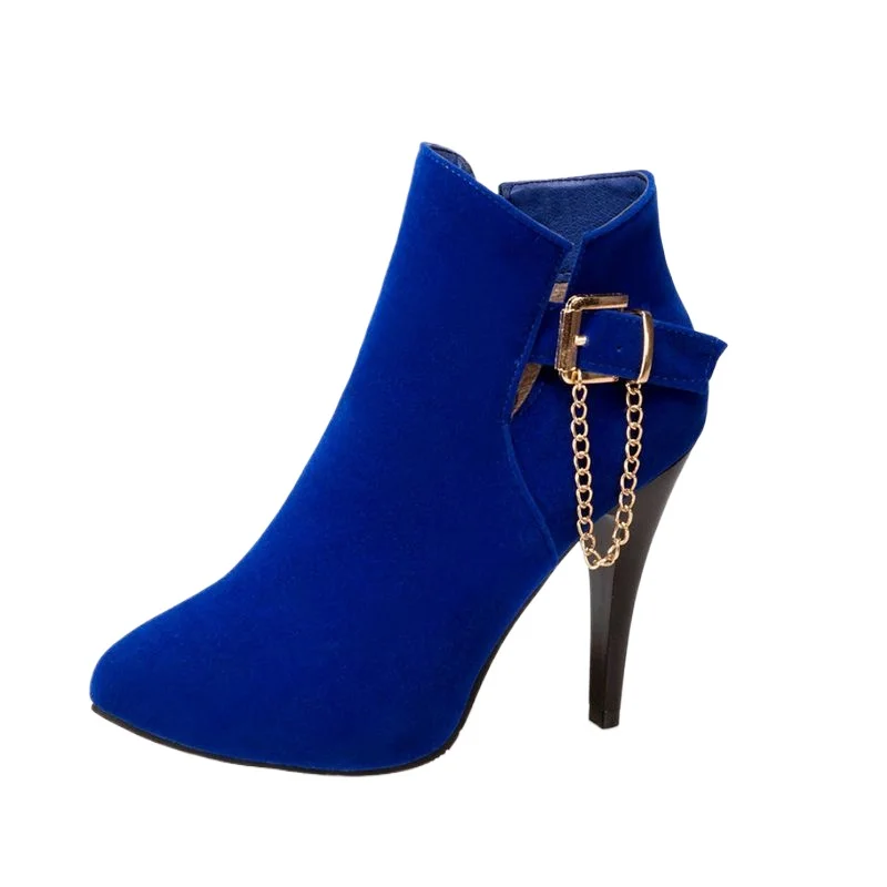 Big Size 31-50 Ankle Boot Fashion Sexy Pointed Toe Women Spring Autumn Winter High Heels Zip Wedding Party Platform Boots T2-3
