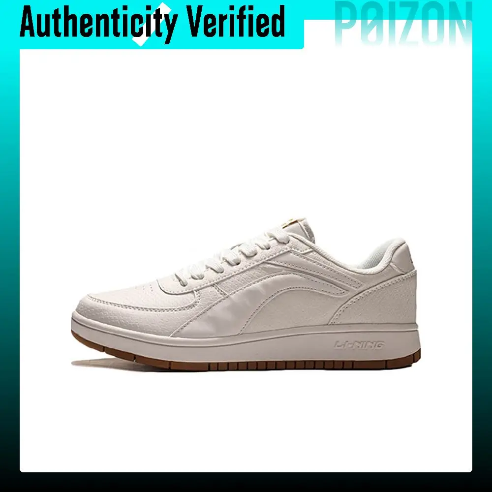 Li Ning Synthetic Leather Low top Skateboard Shoes Men's White AGCP347-1