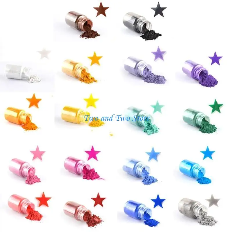 HX6F 18 Colors Mica Resin Pigment Rainbow Pearl Powder Epoxy Mold Glitter Colorant