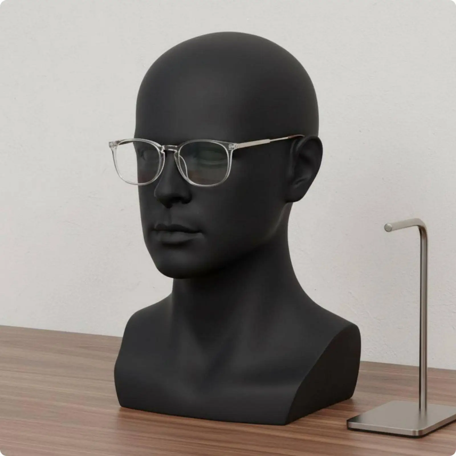 Male Mannequin Head Display Prop Highlights Accessories for Retail Counters