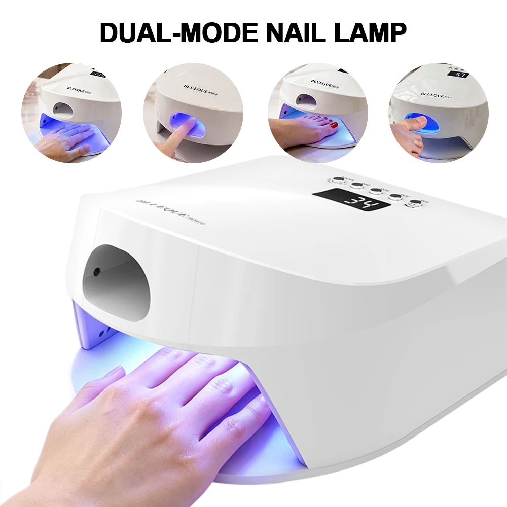 Professional UV LED Nail Lamp Smart Sensor Dual Zone Gel Nail Dryer 5 Timer Nail Curing Lamp for Manicure Pedicure Home Salon