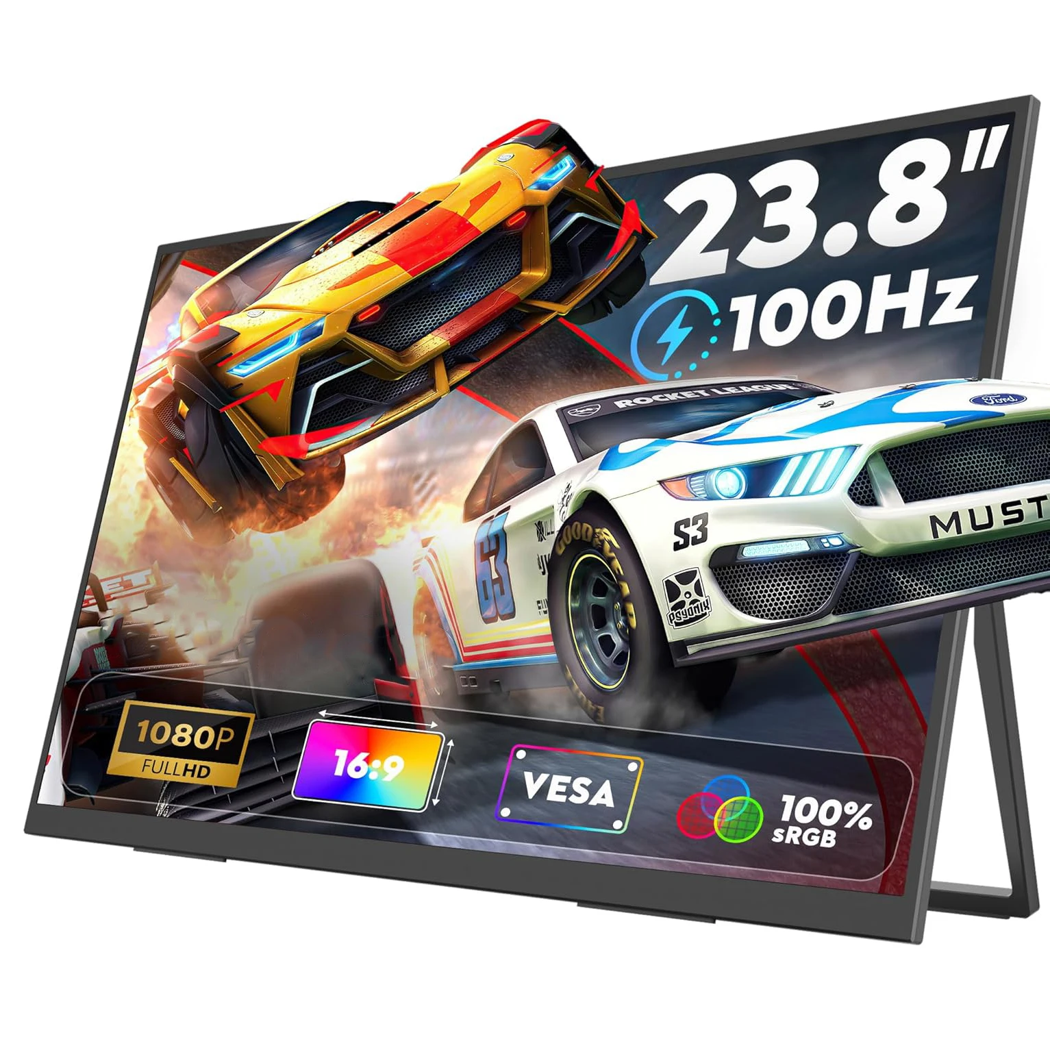 QQU 23.8 inch Portable Monitor IPS FHD 1080P 300Cd/m  100%SRGB Game Screen Laptop Mac Xbox PS4/5 Switch Display VESA