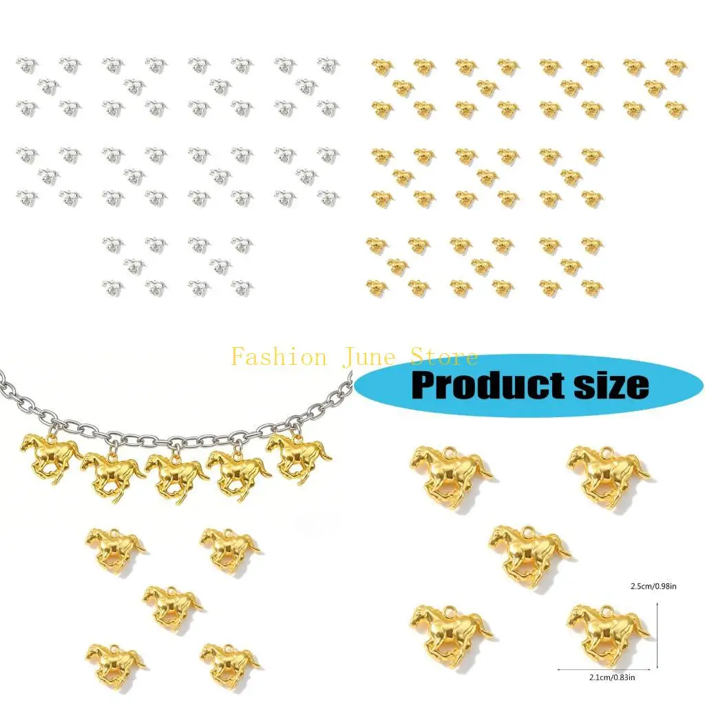 N5KA Pack of 50 Pieces Alloy Animal Horse Pendants for DIY Jewelry Crafting Projects Sturdy Charms for Bracelets Necklaces