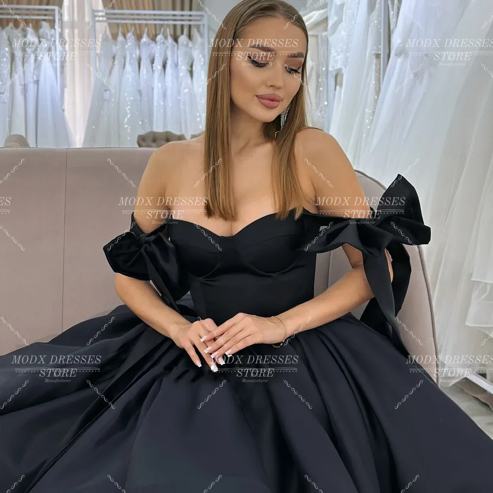 MODX Black Satin Mini Evening Dresses Customized Sweetheart Women Party Dress Formal Celebrity Gowns Quinceanera Dress