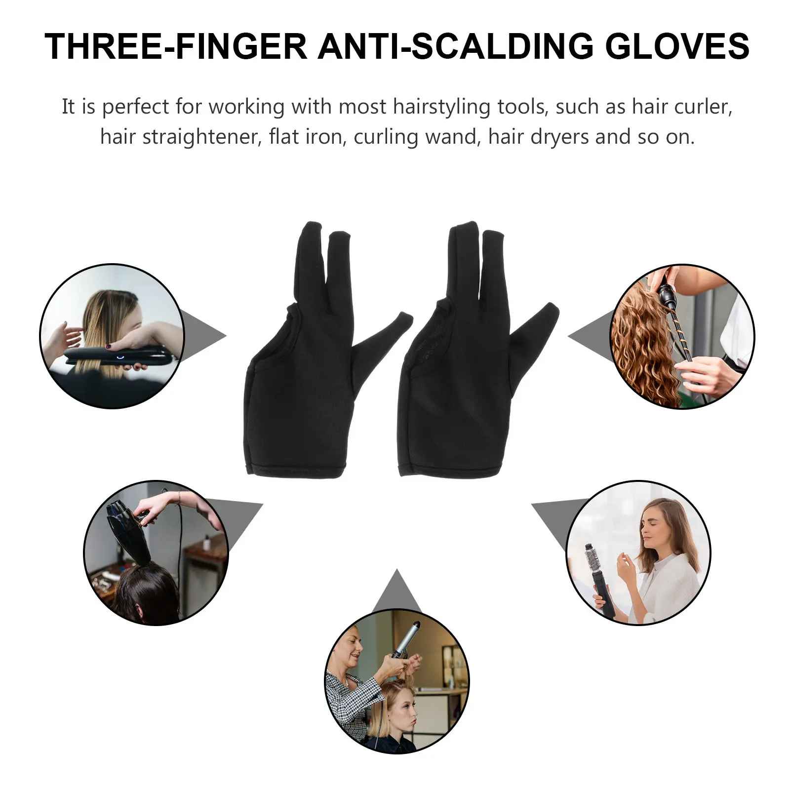 2Pcs Heat Proof Hairdressing Gloves Finger Protector for Hair Curling Styling Straightening Barber Shop Hand Protection