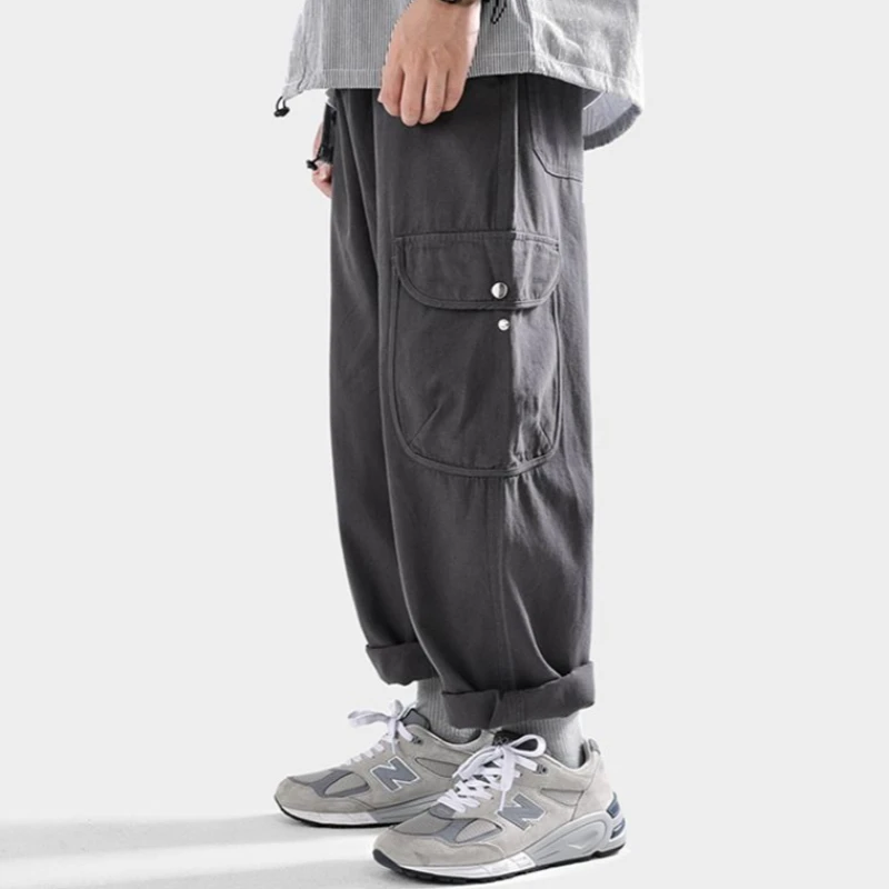 Men Summer Plus Size Cargo Pants Loose Fit Straight Wide Leg Trousers Casual Streetwear for Big Tall Male Fashion