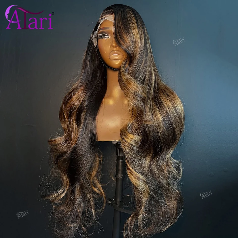 13x4 13x6 Lace Frontal Body Wave Yello Brown 27 Human Hair Wigs 5x5 Transparent Lace Closure Highlights Wig Preplucked for Women