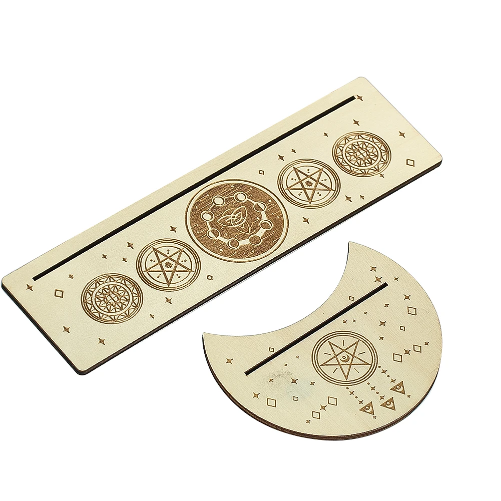 2pcs/set Wooden Tarot Display Base Pentagram Celtic Knot Wiccan Witch Stand Holder for Enthusiast Divination Game Accessories