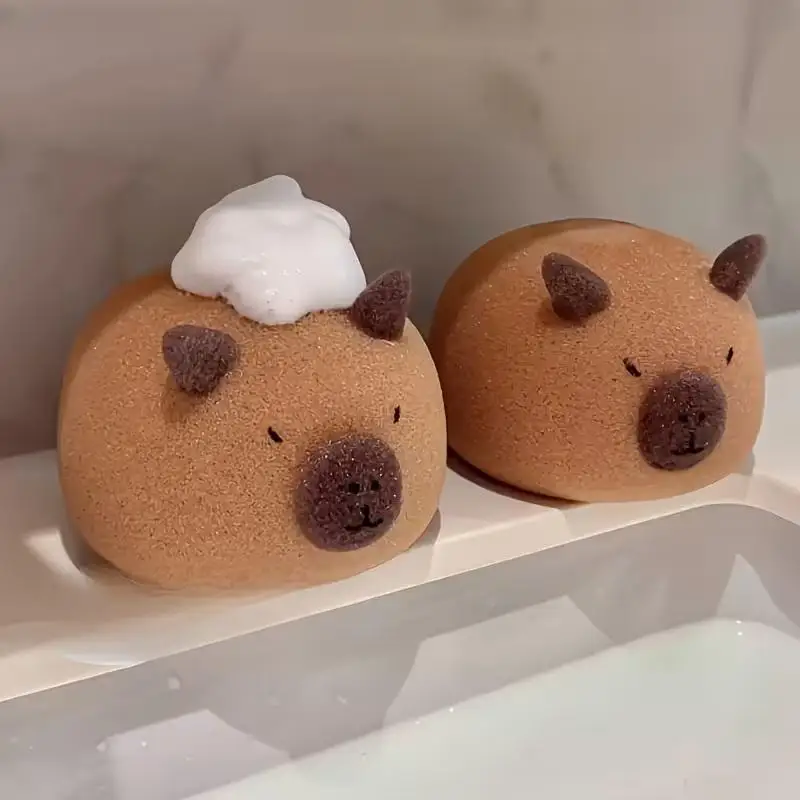 Bath PU Sponge Capybara Shaped Bath Sponge Ball Soft Foaming Back Scrubber For Kids Gentle Exfoliating And Massage Cleaning Tool