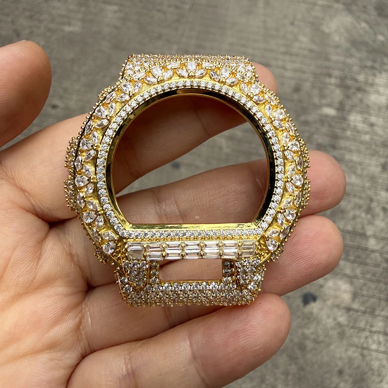 Hip Hop Bling Iced Out Watch Cases for Men Rapper Jewelry For DW-6900 Watch