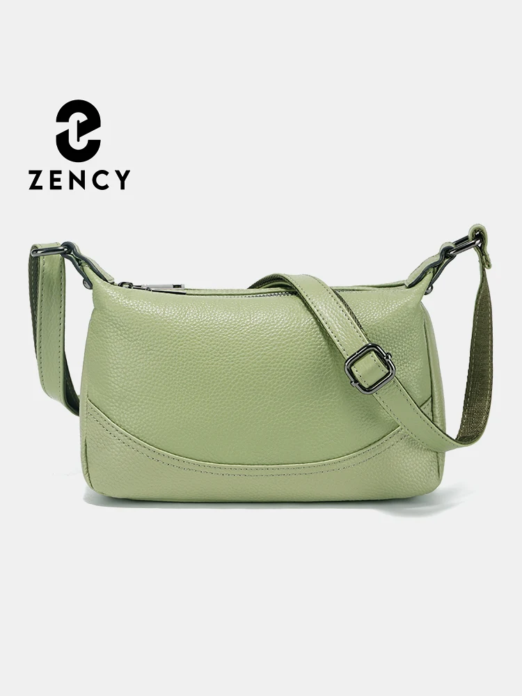 Zency Spring Summer Bag For Women Cowhide Soft Leather Hobo Shoulder Bag Double Zip Main Pockets For Commuter Shopping Outing