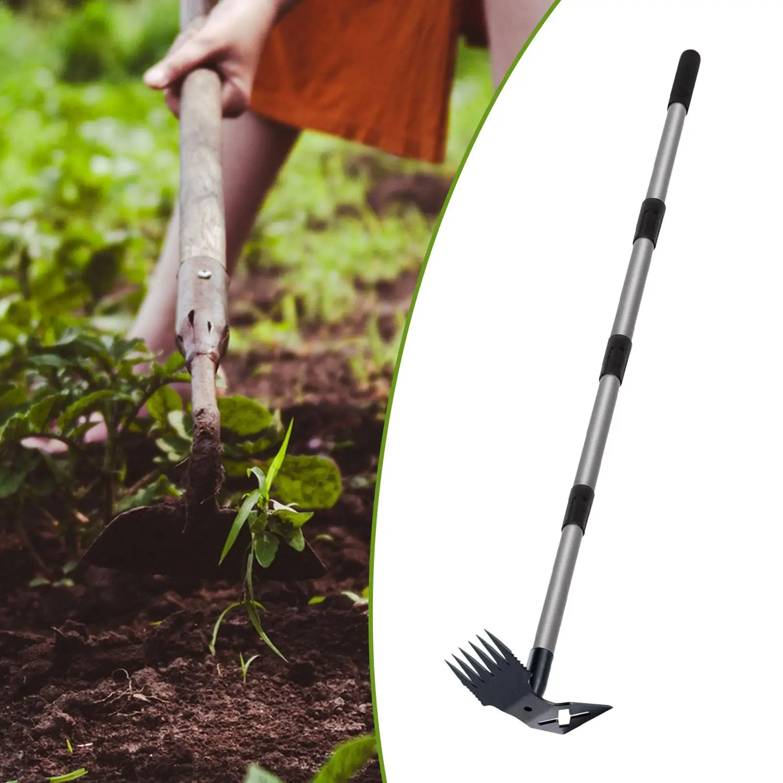 Gardening Garden Hoe Weeding Rake Weeds Remover with Handle Manual Weeder Tool for Agriculture Landscaping Lawn Garden Yard