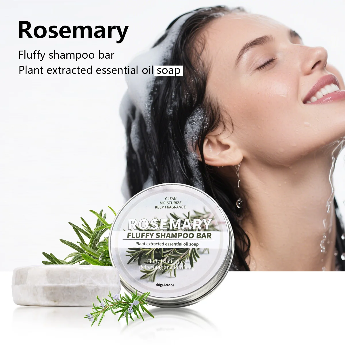 Rosemary Essential Oil Shampoo, Plant Extract Essence Moisturizing and Nourishing Deep Cleansing Hand Soap, Soft Shampoo and Hair Care