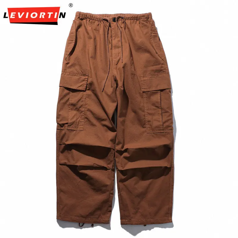 2025 work pants men's thin style Japanese retro fashion urban assault pants with multiple pockets for teenagers' casual pants