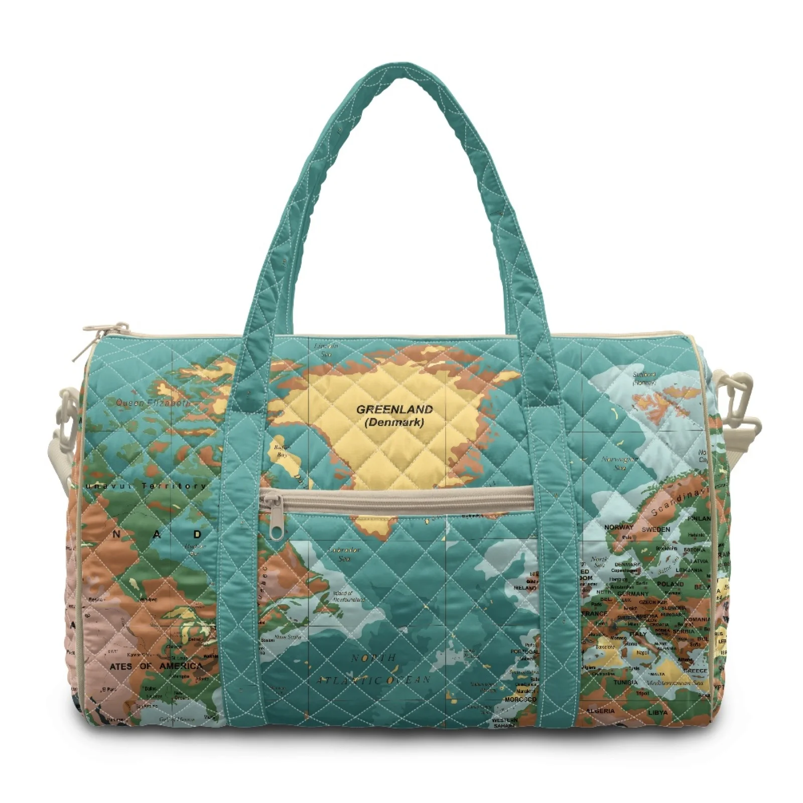 Coloranimal Map Design New Trend Large Capacity Tote Duffle Bag for Women Polyester Gymbag