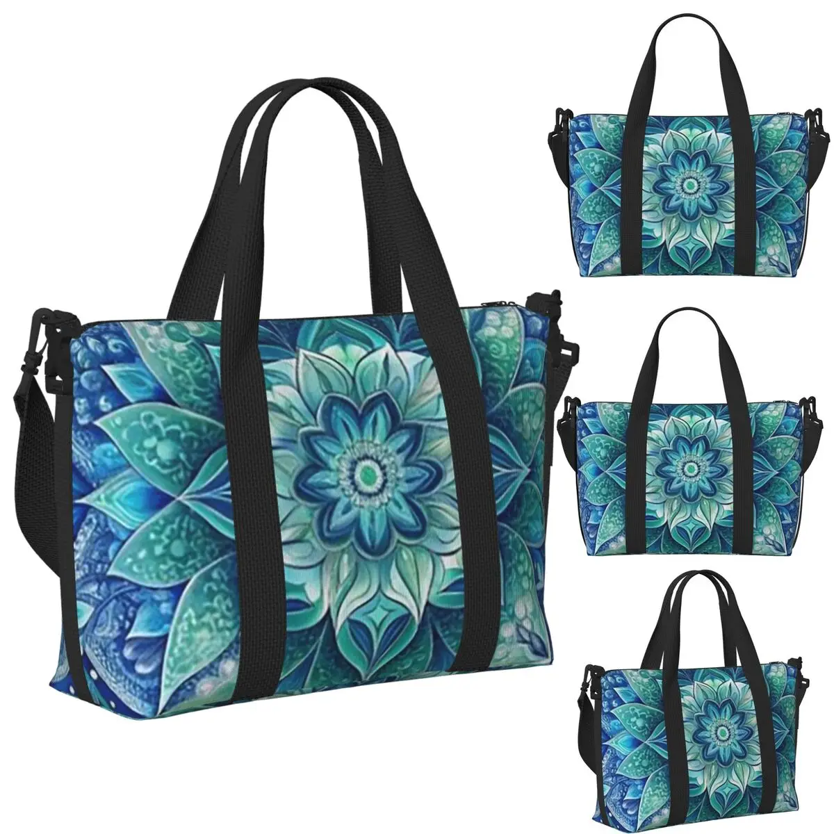 Bohemian Mandala Print Pattern Beach Travel Bag Large Capacity Tote Bags for Gym Yoga Women Shopping Duffle Shoulder Bag