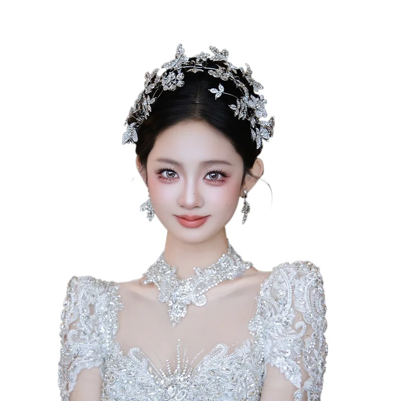 Bridal Crown New Wedding Vintage Flash Diamond Headgear Butterfly Wedding Dress Crown Dress Morning Gown Accessories