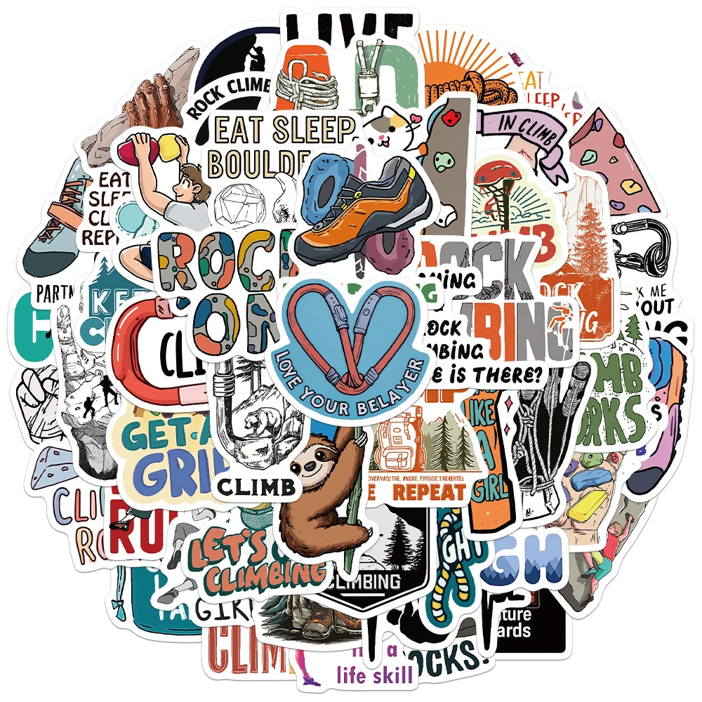 10/30/50pcs Rock Climbing Extreme Sports Theme Stickers Cool Cartoon Sticker Skateboard Phone Suitcase Graffiti Decals Wholesale