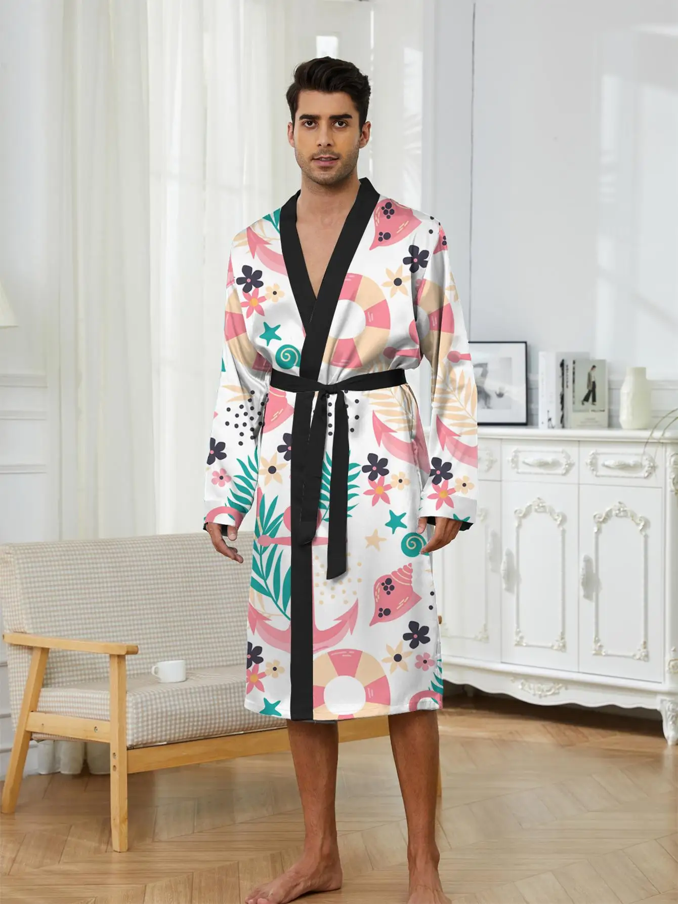 1pcs Men's Robes 2026 Spring/Summer bath robe sleepwear Men's bathrobe Breathable Bathrobe Funny pajamas Graphic 3D Printed
