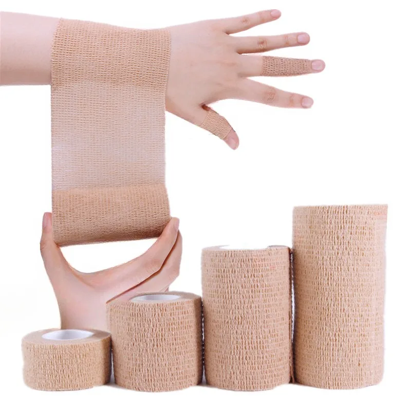 1 Roll Adhesive Bandage Self Adhesive Elastic Bandages Non Woven Cotton Fabric Wound Dressing Tape Patch for First Aid Plaster