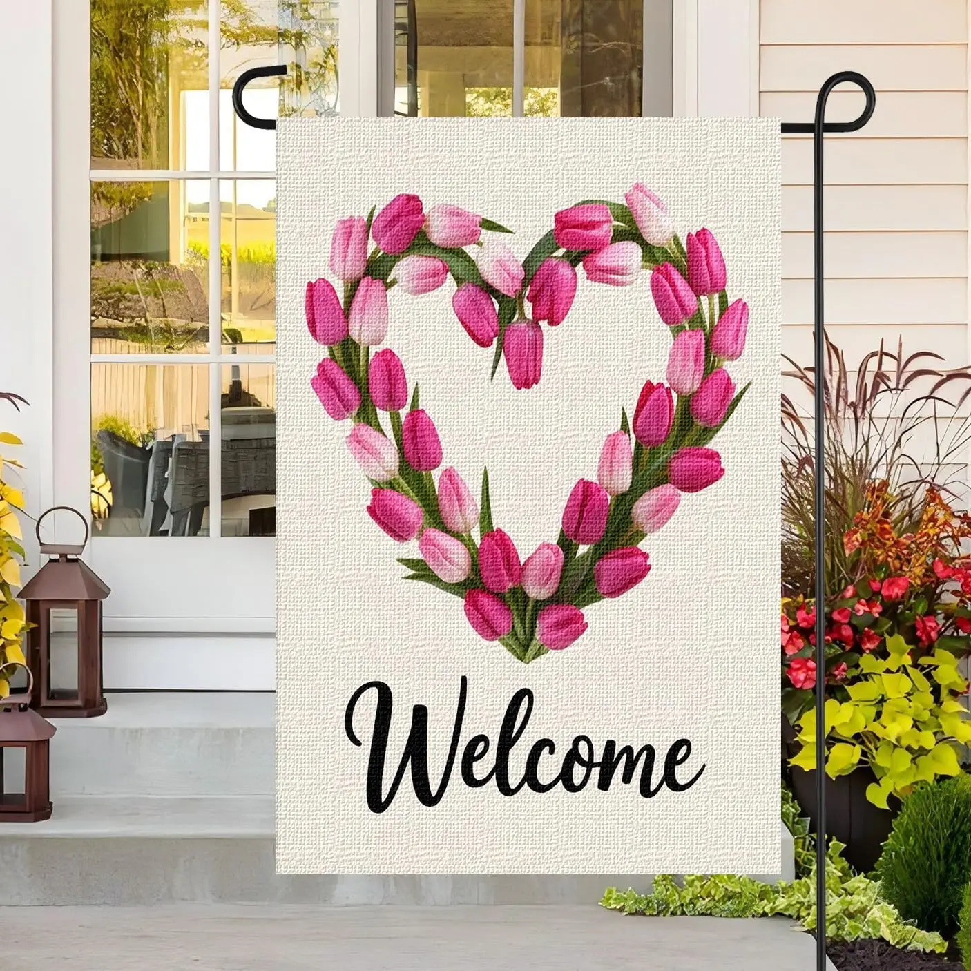 Flower Garden Flag for Outside, Vertical Double Sided Burlap Welcome Garden Small Yard Flag Home for Decor, Holiday House Se xxl